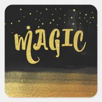 *~* MAGIC Gold & Black Chic Magical Good Vibes Square Sticker