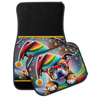 Colorful Bulldog Brightens up the Festive Cheer Car Floor Mat