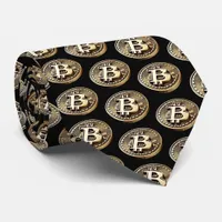 Golden Bitcoin Digital Cash Cryptocurrency Neck Tie