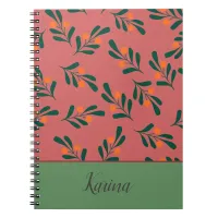 Greenery Vintage Christmas Name Holiday Notebook