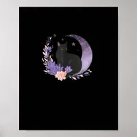 Cat Witchy Moon Flowers Pastel Goth Goblincore Poster