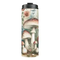 Cottage Core | Vintage Mushrooms and Flowers  Thermal Tumbler