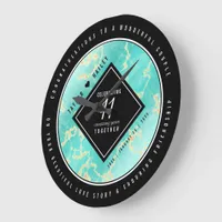 Elegant 11th Turquoise Wedding Anniversary Large Clock