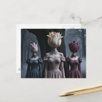 Women With Tulip Heads Haunted Forest Postcard