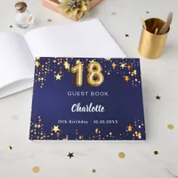 18th Birthday navy blue gold stars Guest Book