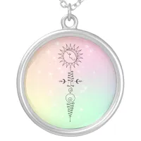 *~* Massage Woman - Moon Sun Nirvana Yoga Reiki Silver Plated Necklace