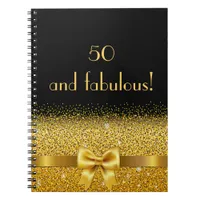 50 and fabulous black gold guestbook notebook