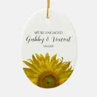 Yellow Sunflower Engagement Photo Ceramic Ornament