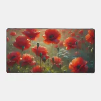 Pretty Red Poppy Field on a Summer Day Desk Mat