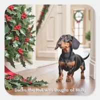 Dachshund Sausage Dog Funny Humorous Christmas Square Sticker