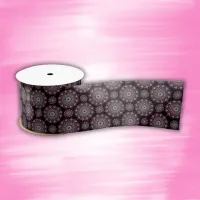 Pretty pink mandala on black | satin ribbon