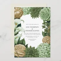 Sage Whisper, Olive Quartz & Dune Wheat Wedding Invitation