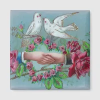 Doves and Handshake Birthday Magnet