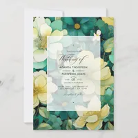 Greens and Golds Floral Summer Wedding Invitation