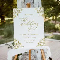 Elegant Gold Wedding Welcome Sign Vintage