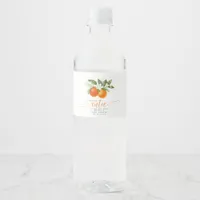 Orange Citrus Little Cutie On The Way Baby Shower Water Bottle Label