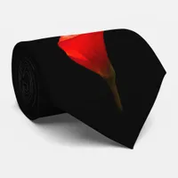 Elegant Gold and Crimson Calla Lilies Neck Tie