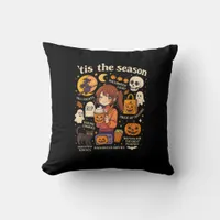 Tis The Season Halloween Anime Icons Fall Design Throw Pillow