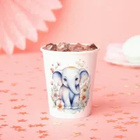 Cute Baby Elephant Girl's Baby Shower  Paper Cups