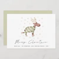 Cute Skating Reindeer Merry Christmas Holiday Card