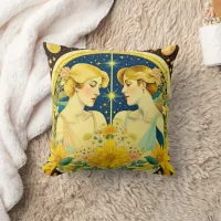 Horoscope Sign Gemini Twins Ethereal Art Throw Pillow