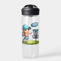 Cute Little Girl Disc Golf Cartoon Personalized Water Bottle