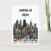 Pop art Comic Book Art Chicago Illinois Saying Hi Card