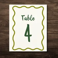 Handwritten Bold Wavy Border Wedding Table Number