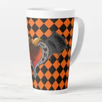 Halloween Goth Orange Heart & Bat Wings Latte Mug