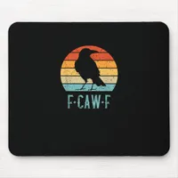 F-Caw-F Crow Bird Retro Sunset Vintage F-Caw-F Mouse Pad