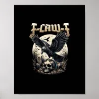 Gothic Skull F-Caw-F Crow Adult Humor Graphic  Poster
