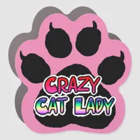 Crazy Cat Lady Paw Print Car Magnet