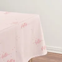 50th birthday rose gold pink hello fifty text tablecloth