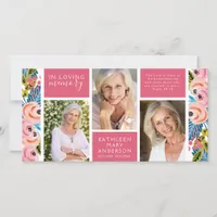 Pretty Floral Photo Collage Funeral Sympathy Thank You Card