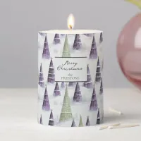 Purple Green Christmas Pattern#8 ID1009 Pillar Candle