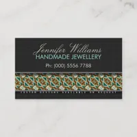 Earthy Boho Batik Jewelry : Black Business Cards