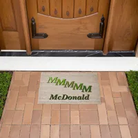 Doormat - Staggered Letters with Name in Green Fiber Doormat