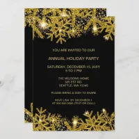 Black and Gold Modern Holiday Party  Invitation