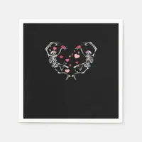 Skeleton Dancing Heart Valentines Day Gift Skull Napkins