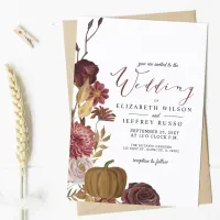 Rustic Botanical Autumn Fall Pumpkin Wedding  Invitation