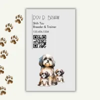 Dog Breeder Trainer Shih Tzu Pet QR Code Canine Business Card Magnet