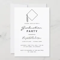 Graduation party modern black white topper invitation