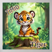 Timid Tiger | Cute Cartoon Kid's Nursery Art Poster