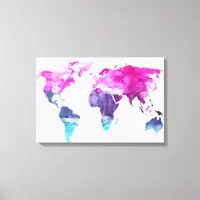 Vibrant Watercolor World Map Canvas Art