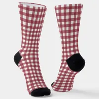 Red and White Checkers Pattern Crew Socks