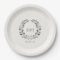 Rustic Monogram I Do BBQ Wedding Paper Plates