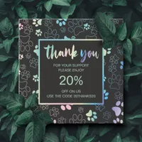 Paw Print Holographic Thank you Discount Cards