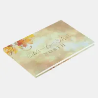 Mr & Mrs Calligraphy Autumn Leaves Gold ID679 Guest Book