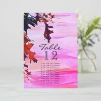 Autumn Leaves Orange Pink Swirl Table Seating List Invitation