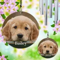 Custom Pet Photo Modern Simple Cute Dog Lover  Wind Chime